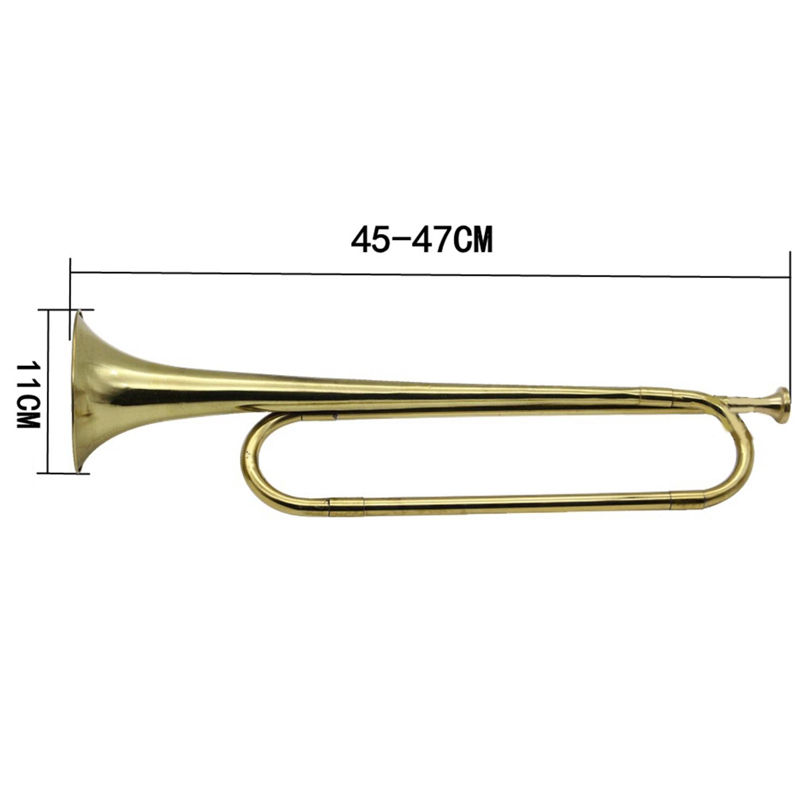 Musical Instrument Bugle - ทรัมเป็ตทองเหลือง บักเกิล เครื่องดนตรีสำหรับวงออร์เคสตราและวงดนตรีขบวนพาเหรด ทรัมเป็ตบักเกิลแบบแบน เครื่องดนตรีทองเหลืองสำหรับผู้เริ่มต้น เล่นได้ทั้งเด็กและผู้ใหญ่